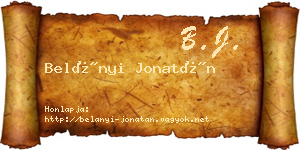 Belányi Jonatán névjegykártya